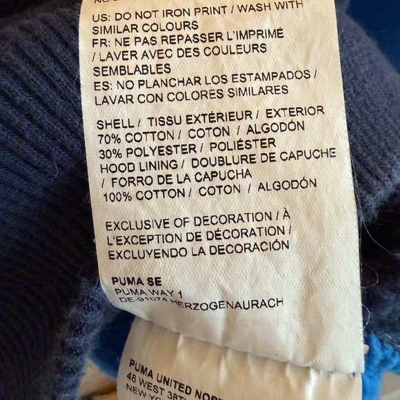 Puma Hoodie Sweatshirt Kids Youth Size M (10/12) Blue White Colorblock Soft - Picture 7 of 7